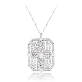 An Antique Diamond and Pearl Pendant Necklace