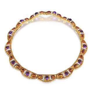 An Amethyst, Citrine and Diamond Necklace