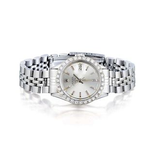 Rolex Oyster Perpetual Stainless Steel and Diamond Ladies Watch