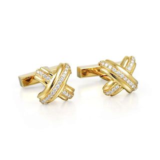 Tiffany & Co. Gold and Diamond "X" Cufflinks