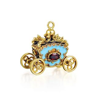 A Gold and Enamel Carriage Charm