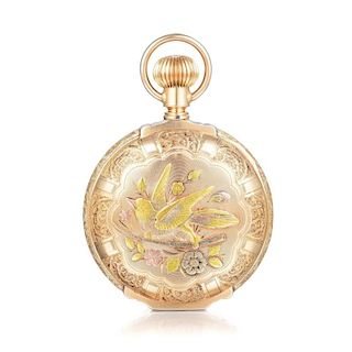 An Art Nouveau Multitone Gold Pocket Watch and Fob