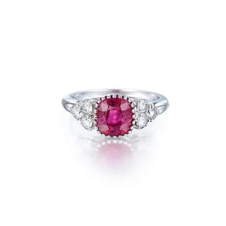 A 2.80-Carat Unheated Burmese Ruby and Diamond Ring