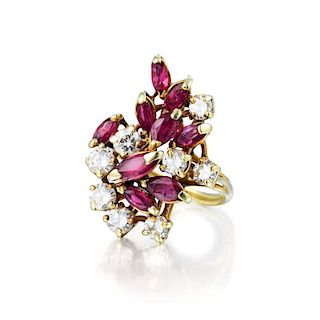 A Ruby and Diamond Cocktail Ring