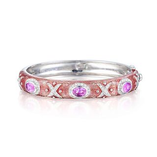 Hidalgo Pink Sapphire and Diamond Bangle Bracelet