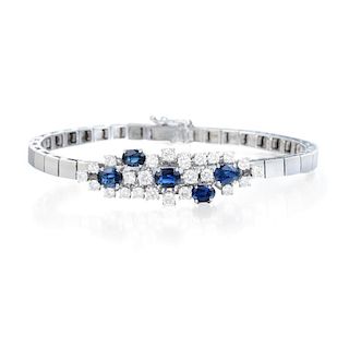 A Diamond and Sapphire Bracelet