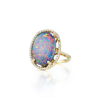 A 6.62-Carat Opal and Diamond Ring