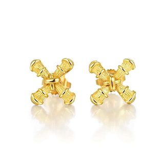 Tiffany & Co. Gold Cross Stitch Stud Earrings
