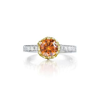 A 0.89-Carat Natural Fancy Deep Yellowish Orange Diamond Ring