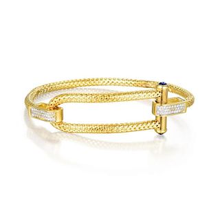 Roberto Coin Diamond and Sapphire Gold Bangle Bracelet