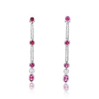 A Pair of Diamond and Pink Tourmaline Earrings