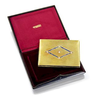 A Fine Sapphire and Diamond Gold Compact