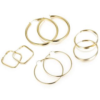 A Lot of Four Pairs of Gold Earrings