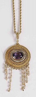 14kt. Amethyst Pearl Necklace