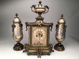 Antique three piece clock set.