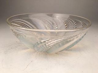 Rene Lalique "Fleurons" bowl in opalescent glass.<BR>First introduced 1937.<BR>Acid