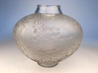 R. Lalique "Aras" vase in clear and frosty glass.