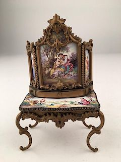 Austrian painted enamel dressing table with slide out drawer.<BR>Height 5 1/4 inch