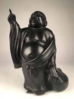A bronze figure of a Hotei, God of Happiness.