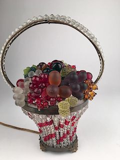 Antique beaded and glass handled basket.