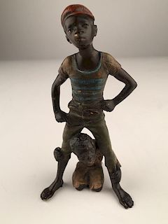 Bergman Vienna bronze figure of two young boys playing.