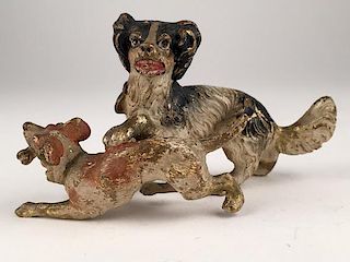 Antique Vienna cold painted bronze figure of two dogs.