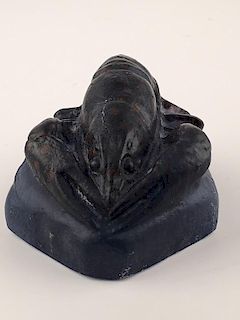 An Almeric Walter pate de verre dark blue/black paperweight as a crayfish.