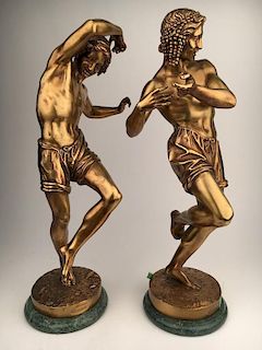 Tiffany and Company pair of bronzes by Francisque Joseph Duret, (French, 1804-18