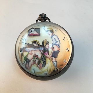 Erotic novelty clock marked Junghans.