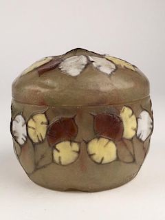 Gabriel Argy Rousseau (French:1870-1959) pate de verre box with cover.