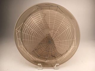 G. Argy Rousseau "Spider Web" plate.<BR>Painted with one central spider and its si
