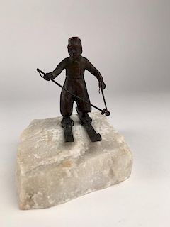 Cold painted Vienna bronze of a Skier
