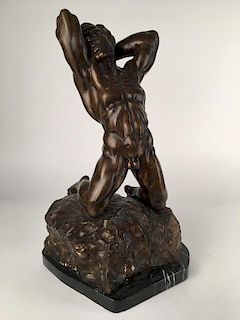 Bronze nude male, height 19 inches.