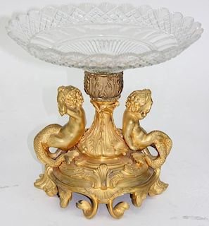 19th Century French Gilt Bronze Cherub Centerpiece