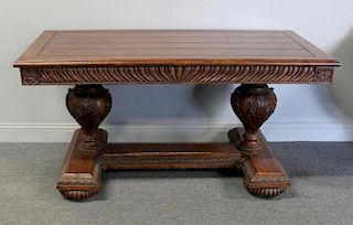 Carved Library Table.