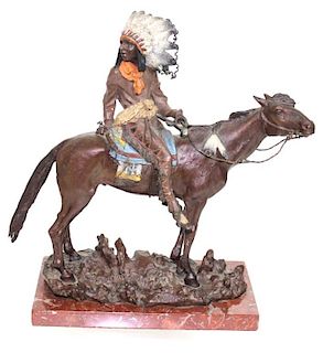 After Karl Kauba Bronze Indian on Horse