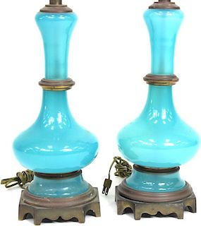 French Bronze & Glass Lamps