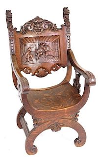 English Carved Royal Lion Chair