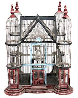 Vintage Castle Painted Birdcage