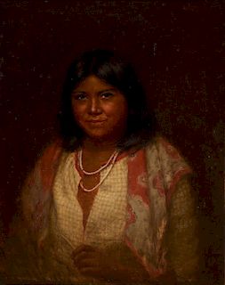 GRACE CARPENTER HUDSON (1865-1937), Portrait of a Pomo Matron [or] A Young Woman (1913)