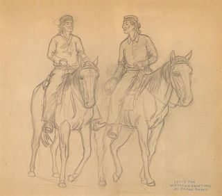 EDGAR PAYNE (1883-1947), Conversation; Navajo Rider; Navajo Horsemen