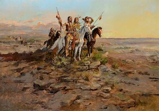CHARLES M. RUSSELL (1864-1926), Approach of the White Men (1897)