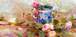 RICHARD SCHMID (b. 1934), Blue Cup and Roses (2003)