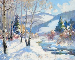 FREMONT ELLIS (1897-1985), Santa Fe Canyon, Winter Haze