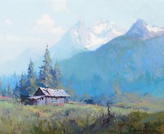SYDNEY LAURENCE (1865-1940), Mountain Cabin, Alaska