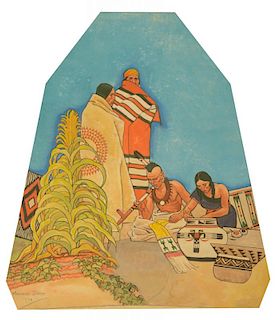 MAYNARD DIXON (1875-1946), Indians and Cornstalk mural study (1934)