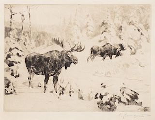 CARL RUNGIUS (1869-1959), Friends Again; Morning Mist; The Answer from the Barren; Alaskan Wilderness