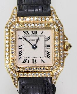 A Lady's 18 Karat Cartier Diamond Watch