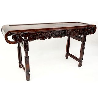 Antique Chinese Hand Carved Rosewood Altar Console Table