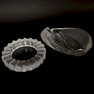 Two Lalique Crystal Ashtrays
